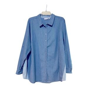 NWOT Joan Rivers Blue Button-Up Shirt